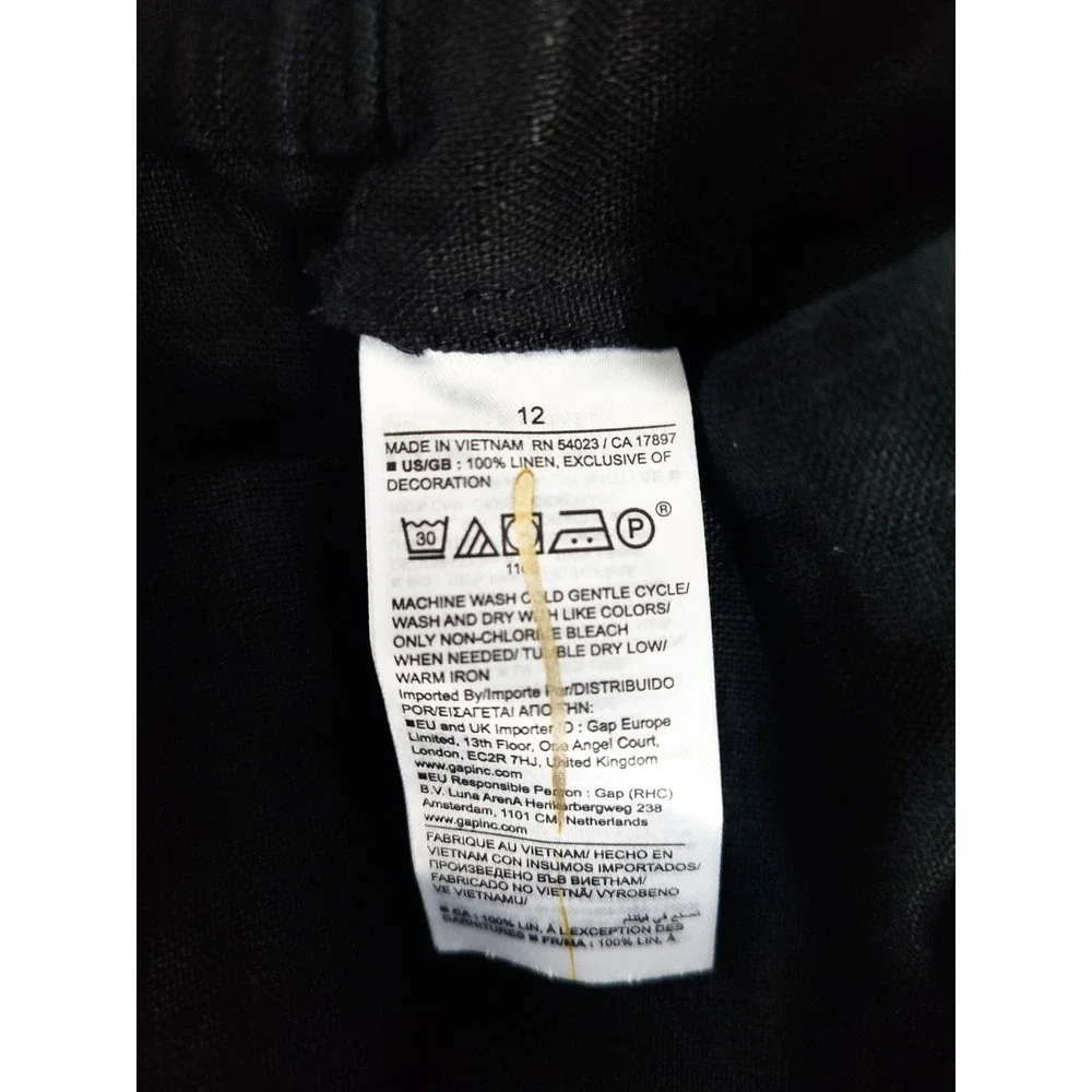 New Banana Republic Pants 12 Linen Kick Flare Lace Trim‎ Cropped Coastal Black